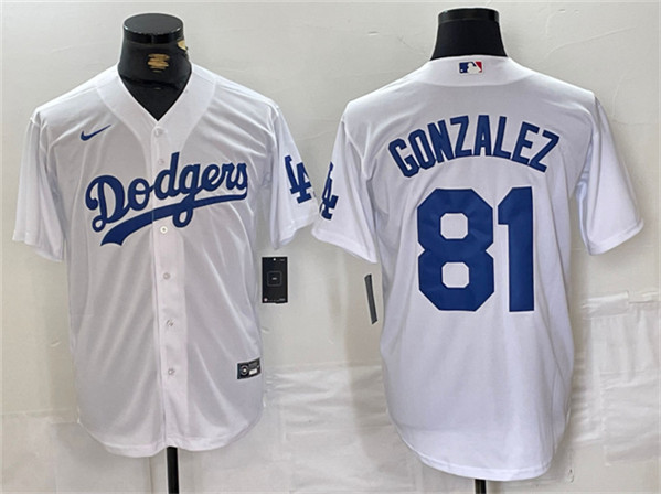 Brooklyn Dodgers #81 Victor Gonz??lez White Cool Base Stitched Jersey